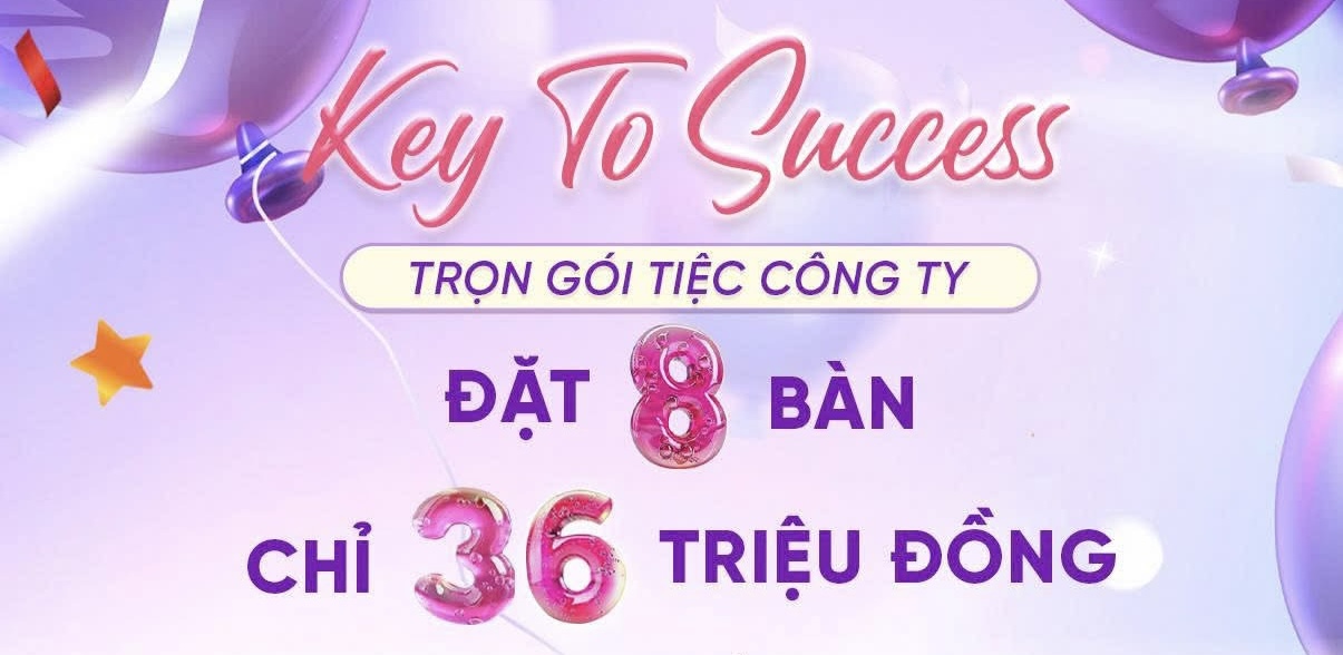 Trọn gói tiệc công ty 8 bàn tặng 2 chỉ 36 triệu đồng