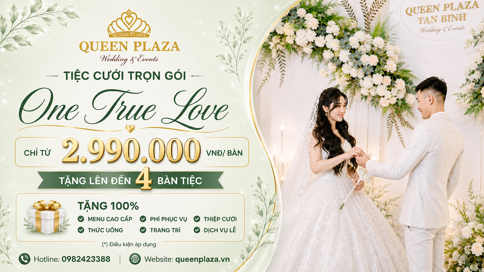 One True Love: tiệc cưới từ 2.990.000đ mỗi bàn, quyền lợi tăng dần đến 50 bàn