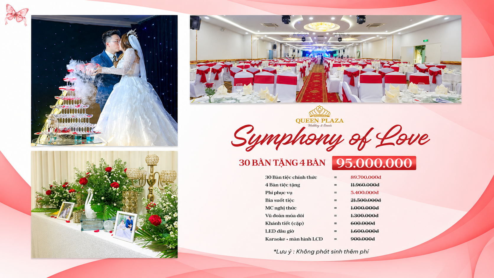 Symphony Of Love: đám cưới 30 bàn 95.000.000đ, tặng 4 bàn thức ăn